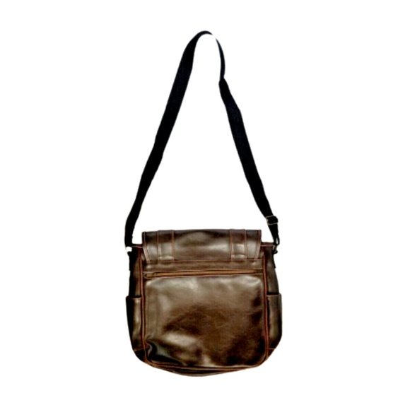 Vintage TOTES Brown Genuine Leather Messenger Bag Crossbody Satchel - Picture 6 of 13